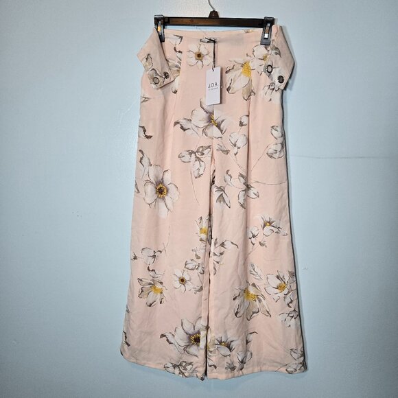 J.O.A. Women's Pink Floral Lace-Up Wide Leg Ankle Trousers Pants Size XS - Picture 1 of 5